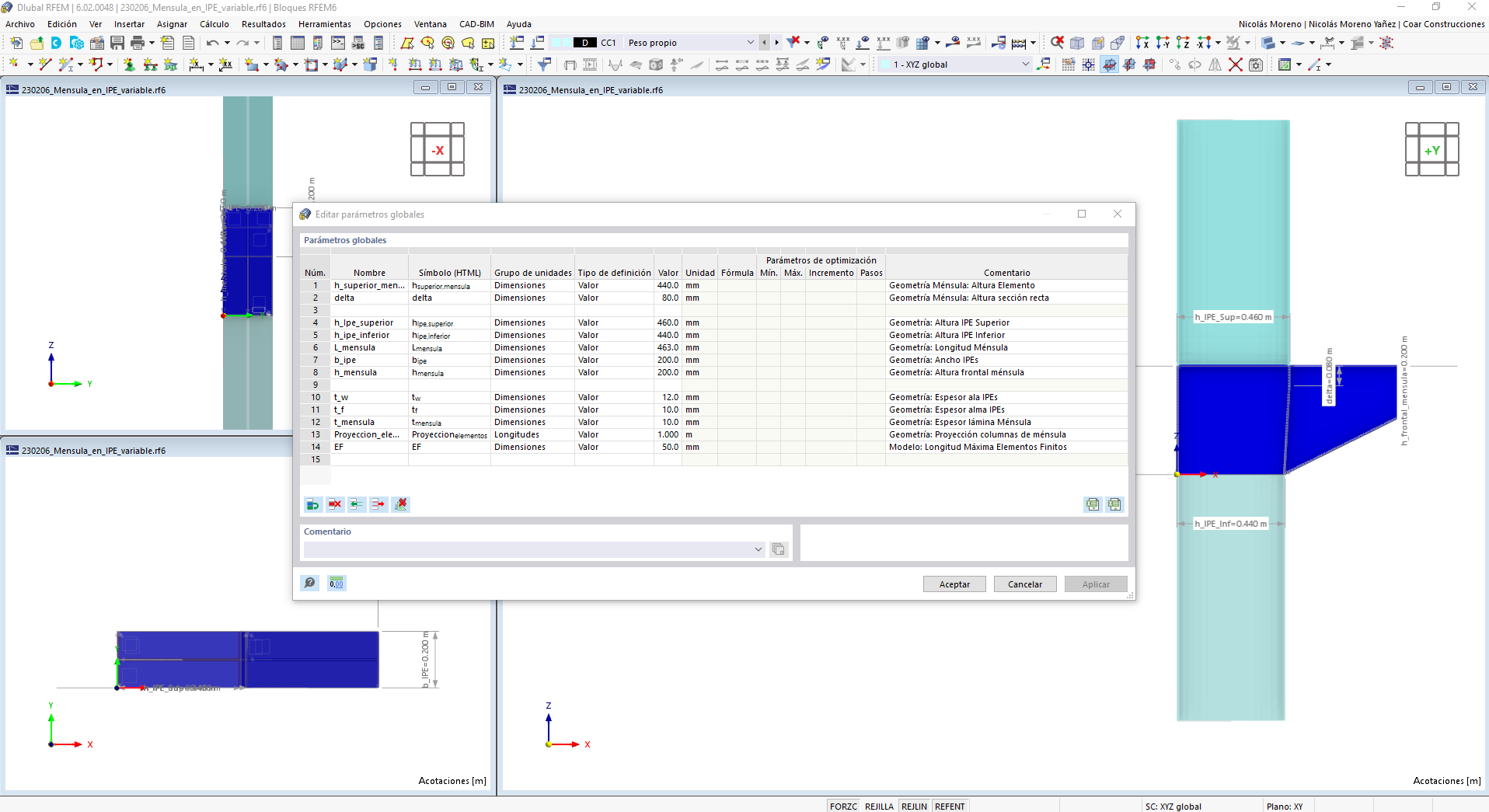 Ménsula de pérfil IPE Variable – VERSION RFEM6.02.0048 - Image 2