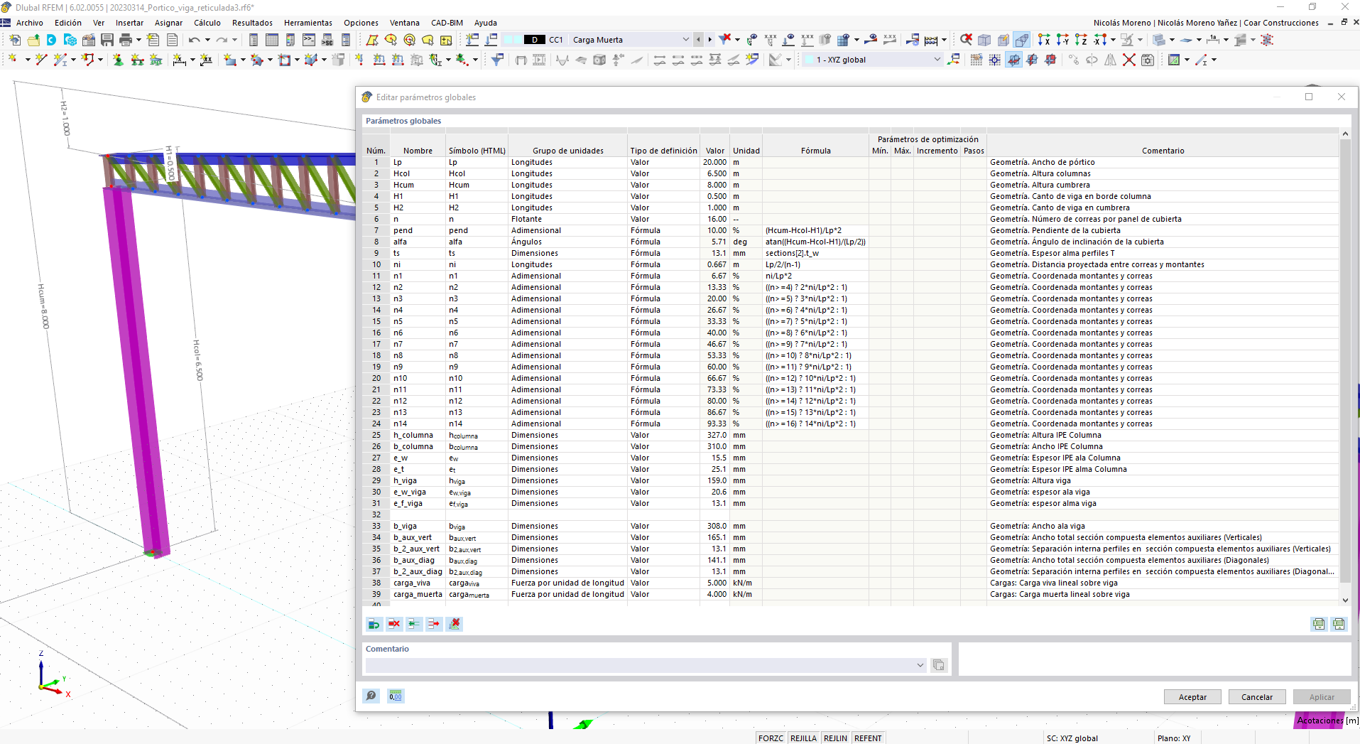 Pórtico con viga reticulada  – VERSION RFEM6.02.0055 - Image 2