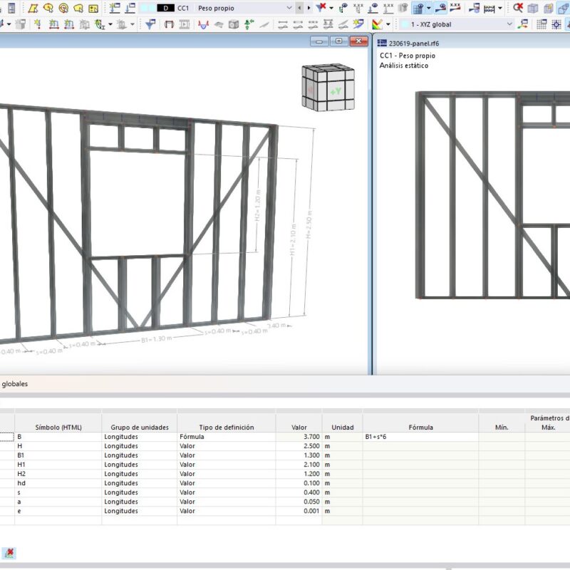 Panel de steel framing arriostrado lateralmente por flejes diagonales con abertura para ventana – Realizado con RFEM 6.02.74