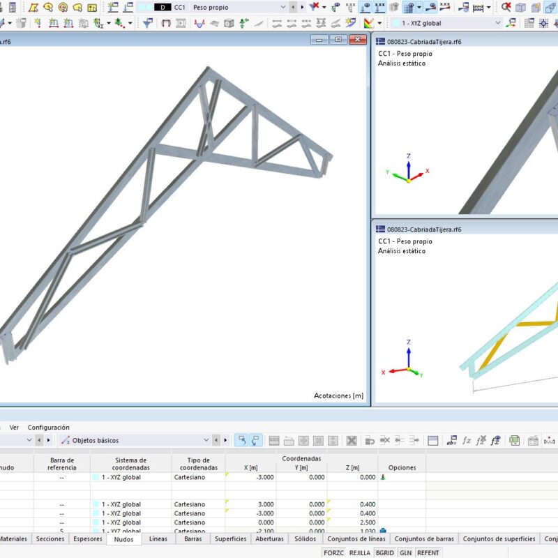 Cabriada Tijera – Realizado con RFEM 6.03.01