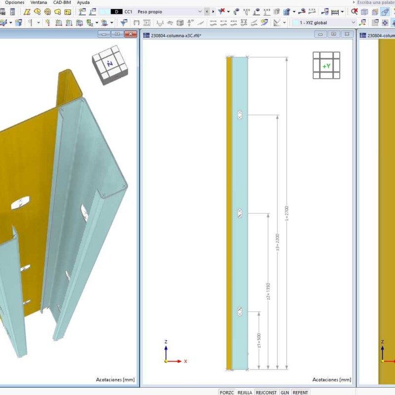 Columna armada 3 PGC – Realizado con RFEM 6.03.05