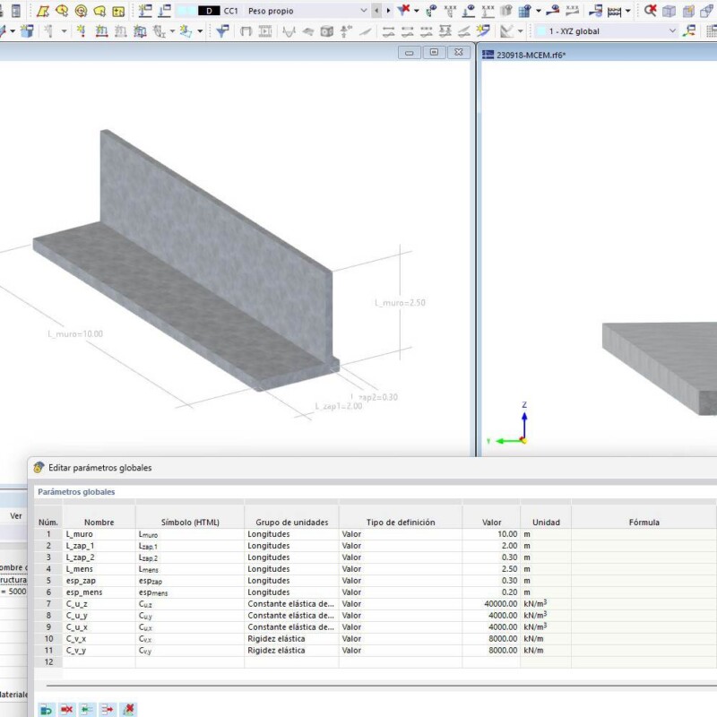 Muro de contención en voladizo – Realizado con RFEM 6.03.07