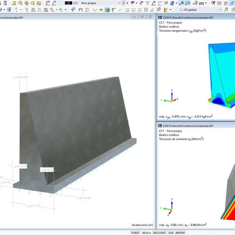 Muro de contención a gravedad – Realizado con RFEM 6.03.07