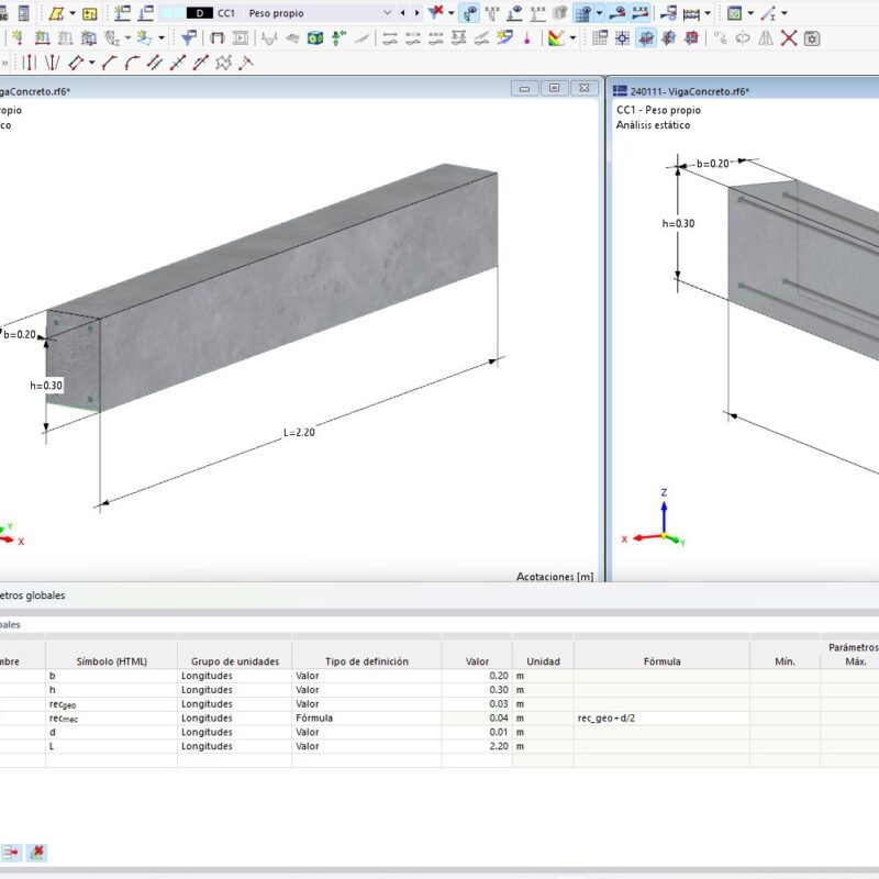 Viga de hormigón armado – Realizado con RFEM 6.05.01