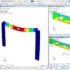 Pórtico de acero con viga modelada como superficie, con tres huecos a eje – Realizado con RFEM 6.07.0009