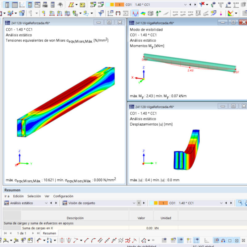 Viga de acero con placas de refuerzo con soldaduras – Realizado con RFEM 6.08.0008