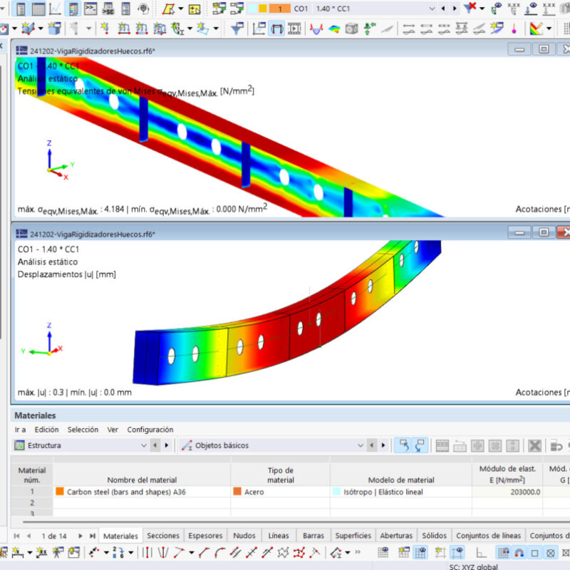 Viga alveolar con rigidizadores – Realizado con RFEM 6.08.0008