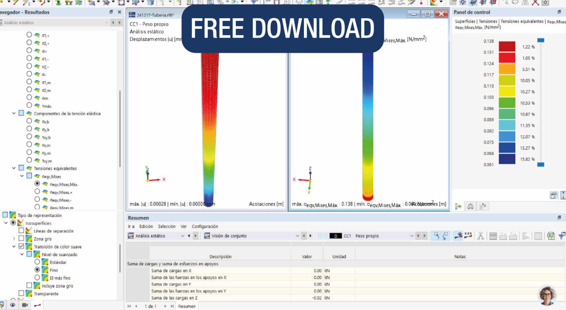 Tubería recta de acero – Realizado con RFEM 6.08.0011