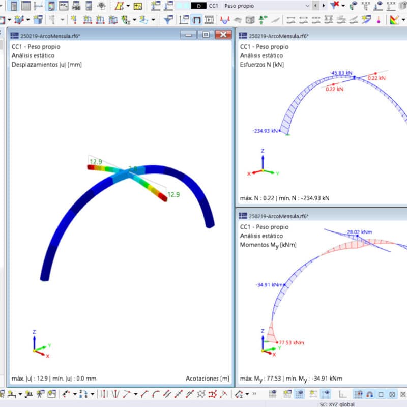 Arco de hormigón con ménsulas – Realizado con RFEM 6.09.0006