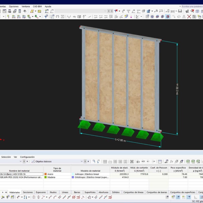 Panel cerrado de Steel Framing con OSB incorporado - Realizado con RFEM6.10.0011