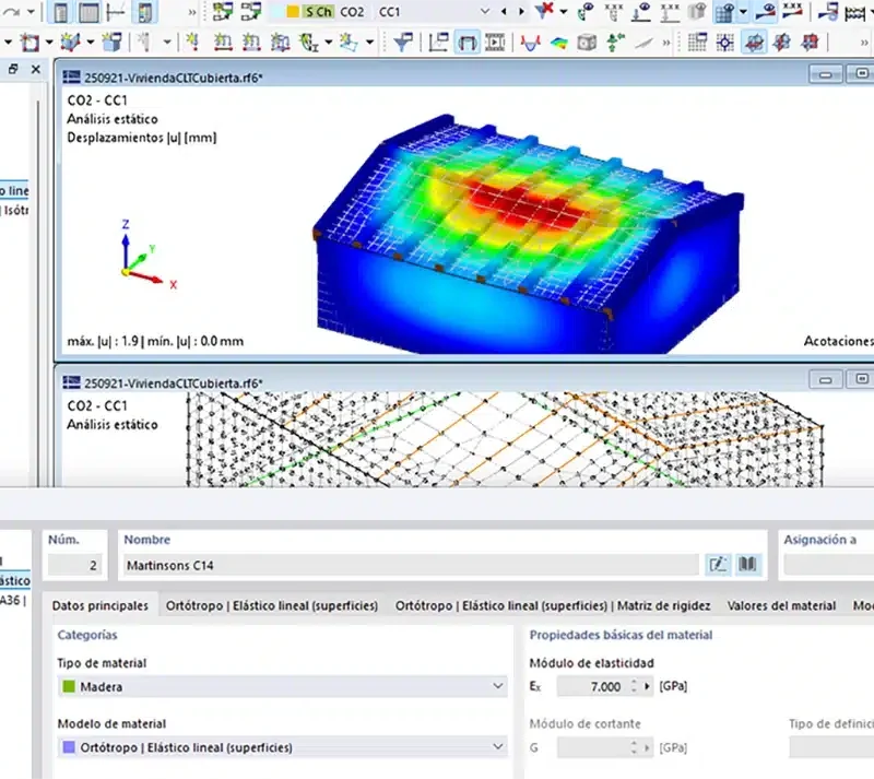 Vivienda de madera - CLT – Realizado con RFEM 6.11.0011