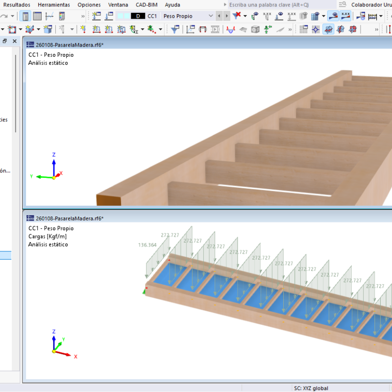 Pasarela o escalera, depende como la mires – Realizado con RFEM 6.13.0005