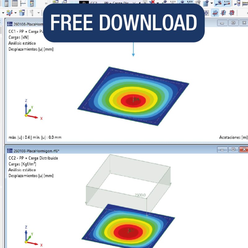 Placa de concreto con 2 cargas paramétrica – Realizado con RFEM 6.13.0005