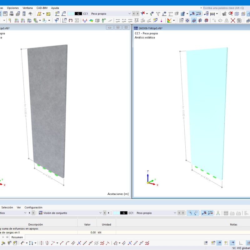 Muro de hormigón/concreto para Naves Tilt-Up sin huecos – Realizado con RFEM 6.13.0009